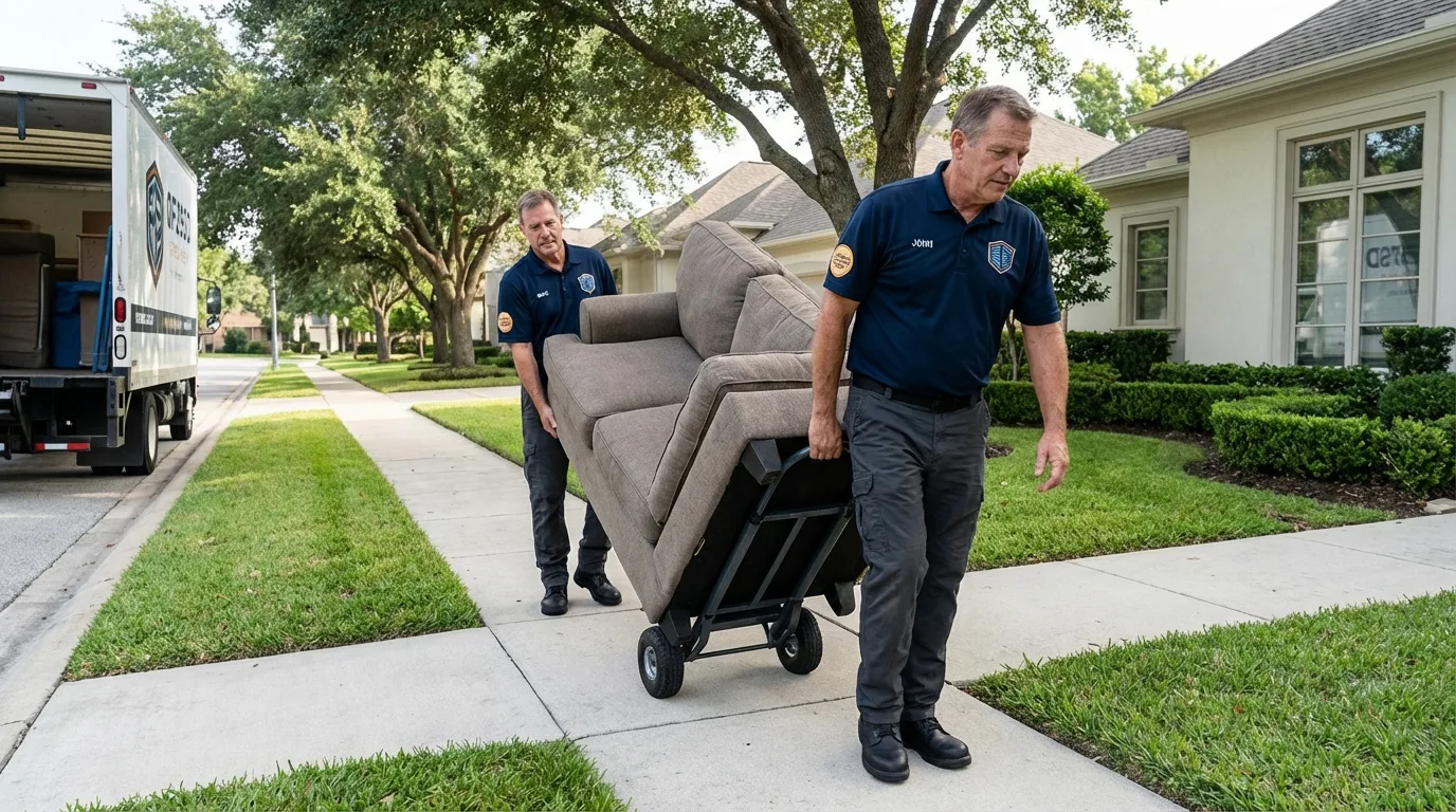 Local residential moving crew loading furniture in Fortuna, CA